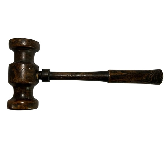 Handmade Wooden Gavel Solid Dark Wood Rustic Vintage Look Judge Auction Decor - Picture 5 of 8